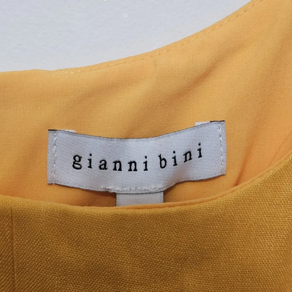 Gianni Bini Dress‎ Size 4 Yellow Linen Blend Mini Shift Sleeveless Lined 226-422